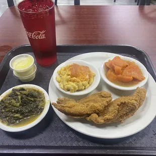 Catfish, Mac &amp; Cheese, Yams, Greens
