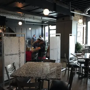 a view of the kitchen from the dining room