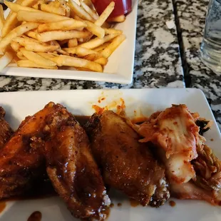 Korean BBQ Wings and side of fries