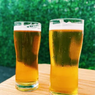 two glasses of beer