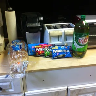A few sweets for my sweet tooth. Some bread and Ginger Ale but you have to have Canada Dry...the best in my Opinion...