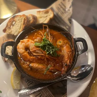 Camarones Al Ajillo- Whole jump shrimp, guajilo chilies, garlic &amp; olive oil, grilled bread