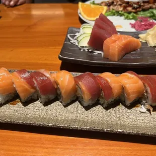 sashimi, sushi, sushi and sashimi, food