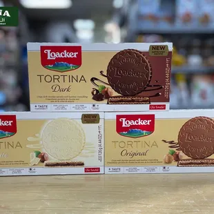 Check out Loacker Tortina original, dark and white at Almadina Halal Mediterranean Supermarket in Cary, North Carolina.