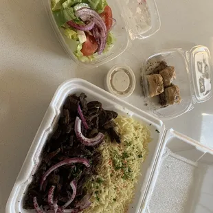 Lamb &amp; Beef Shawarma Plate, Baklava