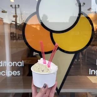 Pistachio gelato and lemon sorbet