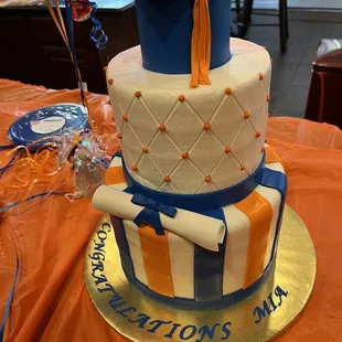 a graduation cake on a table