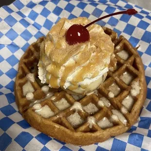 waffle and ice cream
