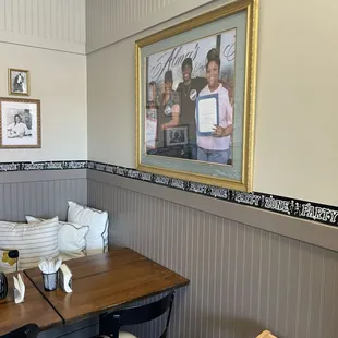 a table and chairs in a restaurant