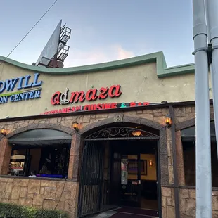 the entrance to the restaurant