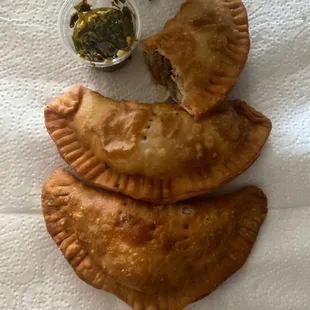 Empanadas and green salsa