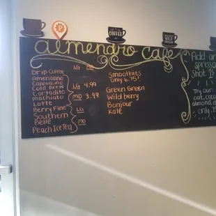 a menu on the wall