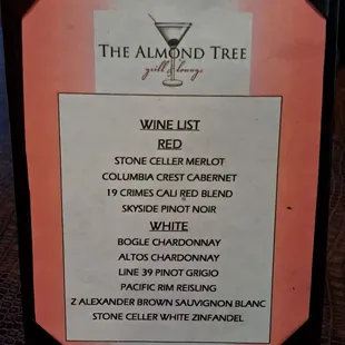 Wine list