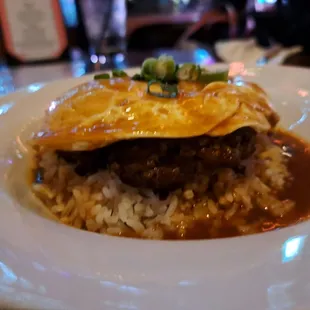 Loco Moco is available on the Breakfast Menu.