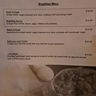 Breakfast Menu