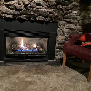 Waiting area.  What more do you need on a cold snowy day?