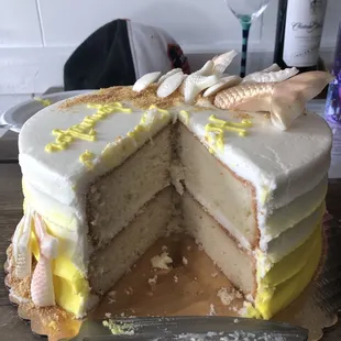 Inside of coconut cake