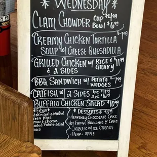 Specials menu board