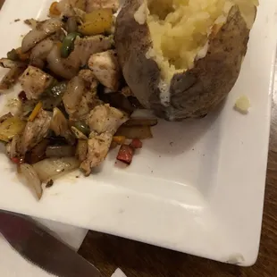 Chicken tips and baked potato