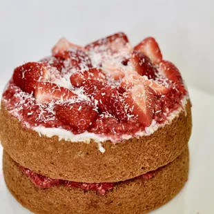 a cake with strawberries on top