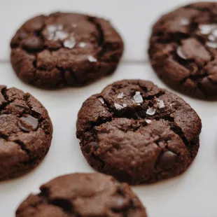 chocolate cookies with sea salt on top
