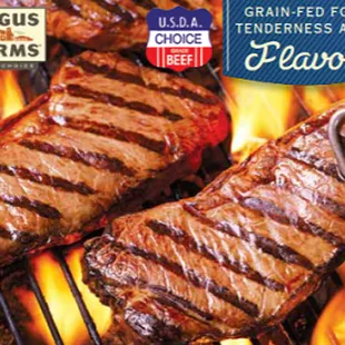New York Strip Steaks cut fresh for grilling.