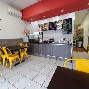 Inside the restaurant; small and intimate, about four tables total.