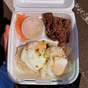 a lunch in a styrofoam container