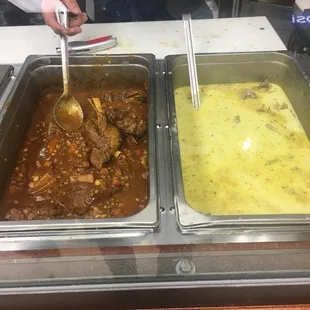 Dinner specials for the evening Lamb shank stew and Laban (yogurts stew) Both delicious and served with rice and salad