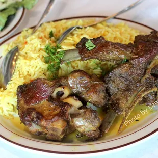 Haneeth Lamb ($24.95) - super tender and perfectly cooked. Comes with rice and soup/salad