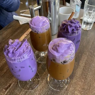 vietnamese iced coffee w/ ube foam