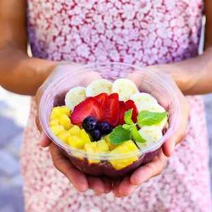 Our specialty, acai bowl with plentiful fresh fruits