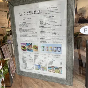 a menu in a window