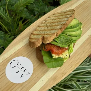 Our vegan take on a Panini with fresh sautéed tomato, zucchini, and mushrooms on a pressed sourdough with house made tofu mayo