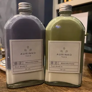 Taro boba and green tea boba