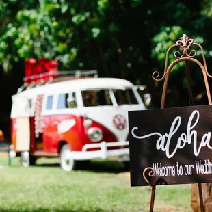 Our Aloha Wedding Sign for Rent   Photo Bus: The Oahu Photo Bus PC: Absolutely Loved Photography