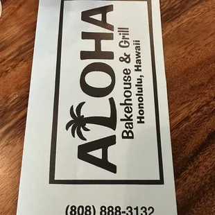 Menu Cover (phone number for take out/pick up orders)