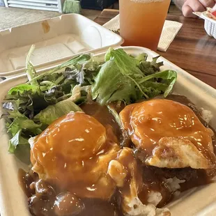 Loco Moco (Daily Special) and plantation iced tea