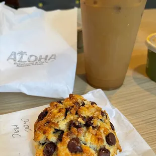 Chocolate macadamia nut scone and Macadamia Iced coffee