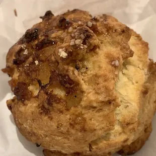 a scone on a piece of wax paper