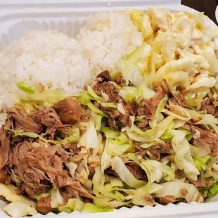 Kalua Pork: Regular, Macaroni Salad, White Rice ($12.95)