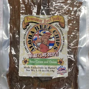 Thin &amp; Crispy Beef Jerky Chips. Like a Sour Cream &amp; Onion Potato Chip