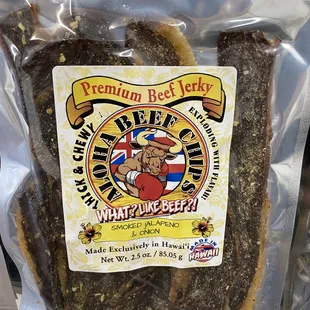 Thick &amp; Chewy Brisket Beef Jerky Smoked Jalapeño &amp; Onion Great flavor Jalapeño without the heat