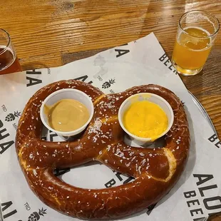 Pretzel with beer cheese ($3 extra)