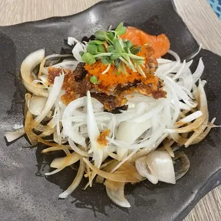 Sweet Onion Salmon Skin Salad