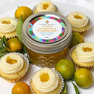 cupcakes and lemons on a plate