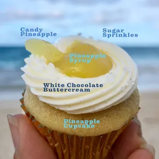 a cupcake on the beach