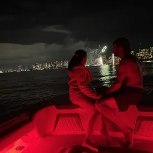 Captain Scott with his wife for the Friday night fireworks