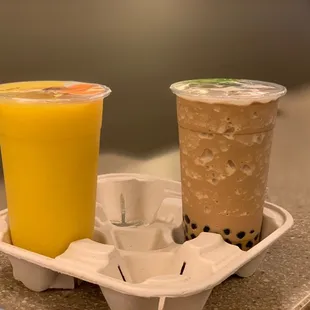 two drinks on a tray