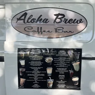 a menu on a van